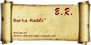 Barta Radó névjegykártya